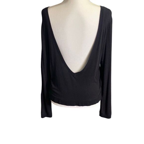 Good American Women's Black Soft Deep Back Scoop Sweater Sz 1 Medium GS0167 - Picture 6 of 6